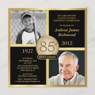 85th Birthday Invitations Then & Now Photos