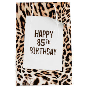 85th Birthday Leopard Fur Print  Medium Gift Bag