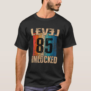85th Birthday Level Unlocked Vintage Retro T-Shirt