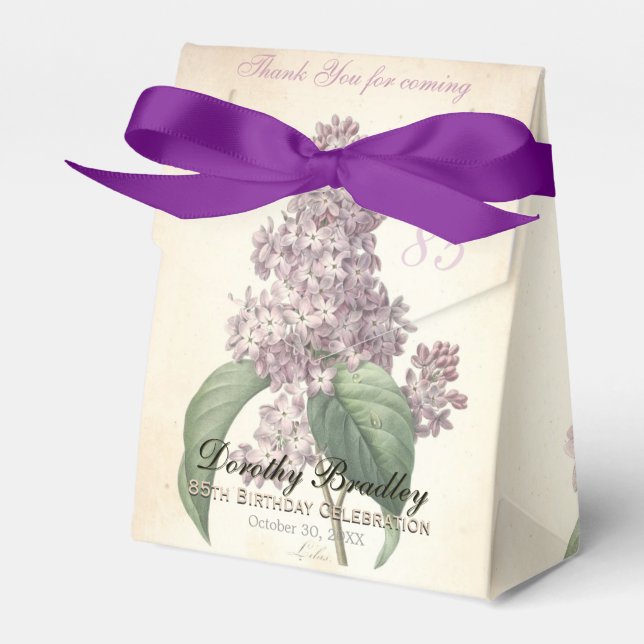 85th Birthday Lilac Custom Thank You Favour Box (Front Side)
