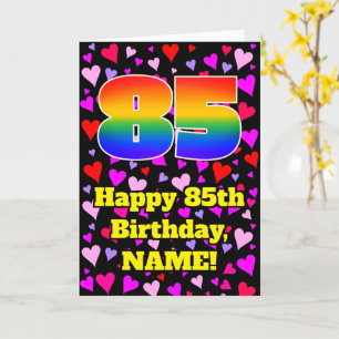 85th Birthday: Loving Hearts Pattern, Rainbow # 85 Card