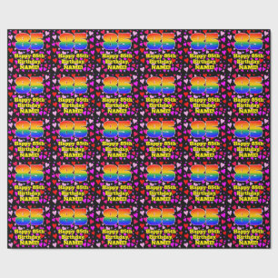 85th Birthday: Loving Hearts Pattern, Rainbow # 85 Wrapping Paper