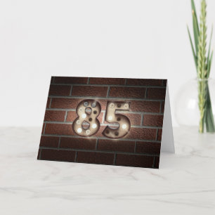85th birthday-marquee light sign on brick card