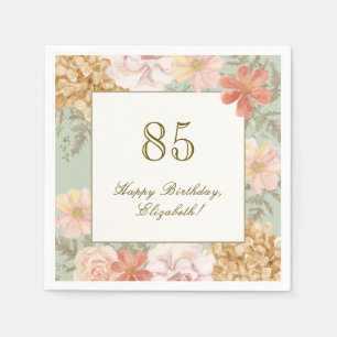 85th Birthday Napkin Autumn Color Floral Sage