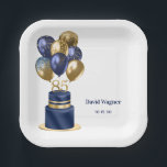 85th Birthday Navy Blue Cake Paper Plate<br><div class="desc">These modern 85th birthday party square 7" paper plates featuring a 2-layer navy blue and gold cake with navy blue and gold balloons, the number 85 in gold and the guest of honour's name and the party date would be perfect for celebrating your husband, brother, dad, uncle, grandfather, great grandfather,...</div>