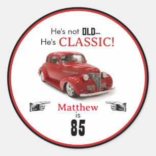 85th Birthday Not Old But Classic Red 1939 Coupe Classic Round Sticker