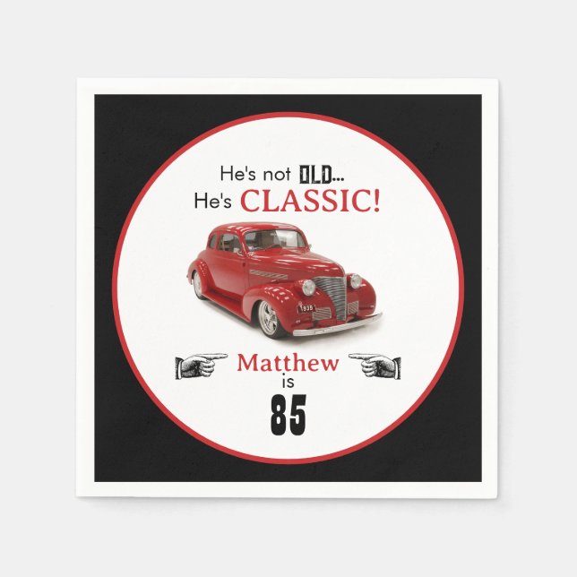 85th Birthday Not Old But Red Classic 1939 Coupe Napkin (Front)