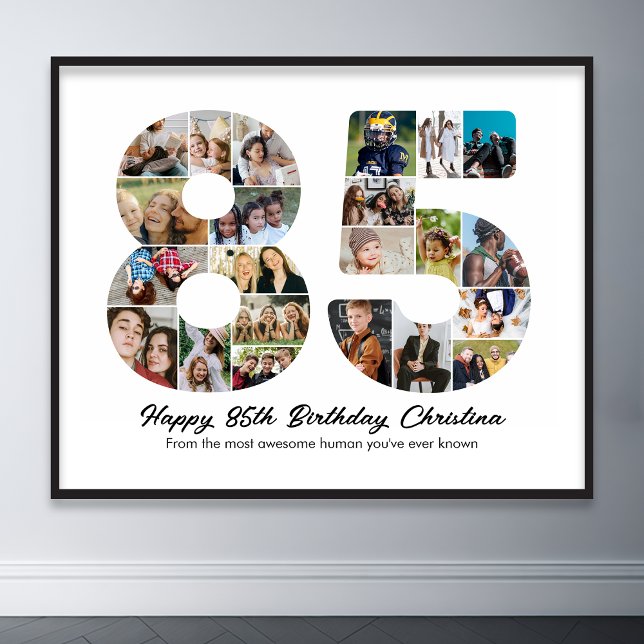 85th Birthday Number 85 Photo Collage Anniversary Poster (85th birthday number 85 photo collage poster wall art)