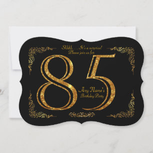 85th,Birthday party 85th,great Gatsby,black & gold Invitation
