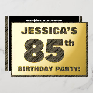 85th Birthday Party — Bold, Faux Wood Grain Text
