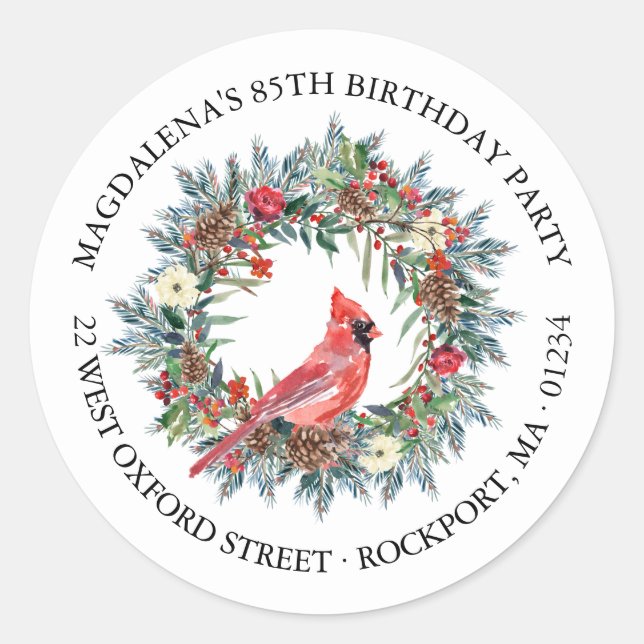 85th Birthday Party Cardinal Return Address Label (Front)
