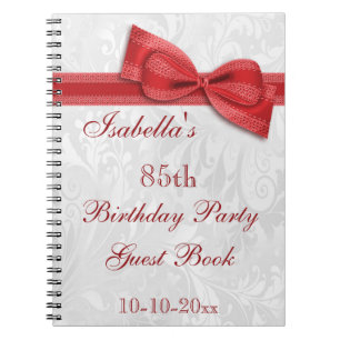 85th Birthday Party Damask and Bow Notebook
