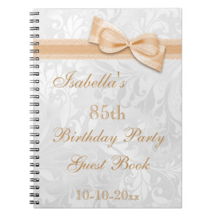85th Birthday Party Damask and Bow Notebook
