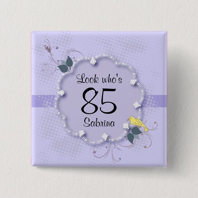 85th Birthday Party | DIY Text 15 Cm Square Badge (Front)