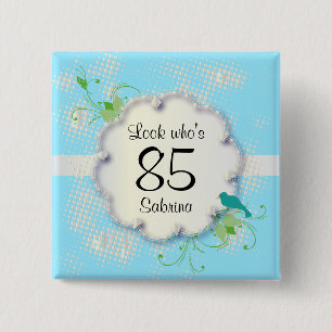 85th Birthday Party   DIY Text 15 Cm Square Badge