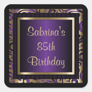 85th Birthday Party   DIY Text   Purple Square Sticker