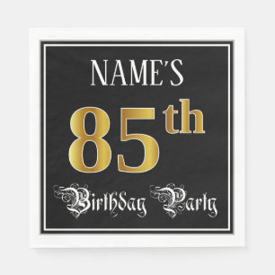 85th Birthday Party — Fancy Script, Faux Gold Look Napkin