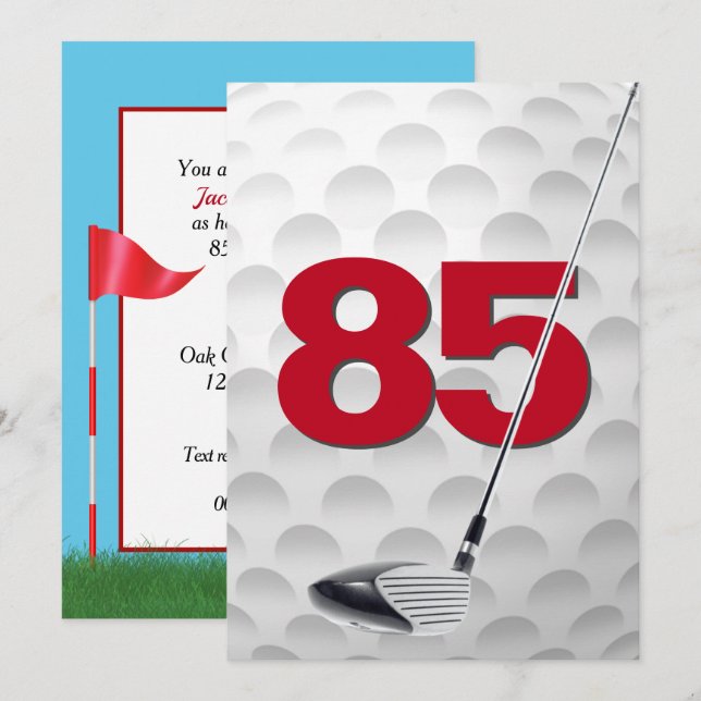 85th Birthday Party Golf Theme Invitation (Front/Back)