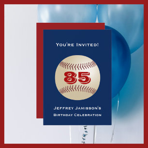 85th Birthday Party Invitation Baseball