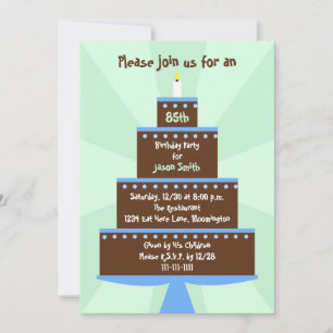 85th Birthday Party Invitation Cake on Green