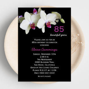85th Birthday Party Invitation Orchids