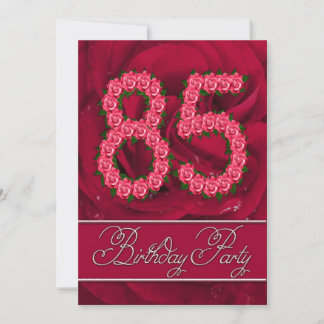 85th birthday party invitation with roses