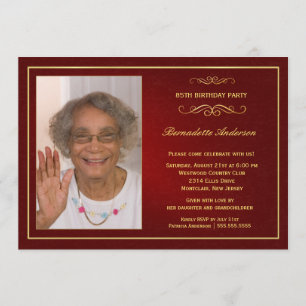 85th Birthday Party Invitations - with photo