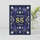 85th birthday party invite with masses of jewels (Standing Front)