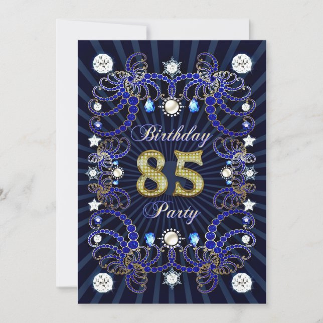 85th birthday party invite with masses of jewels (Front)