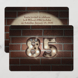 85th Birthday Party-marquee lights on brick Invitation
