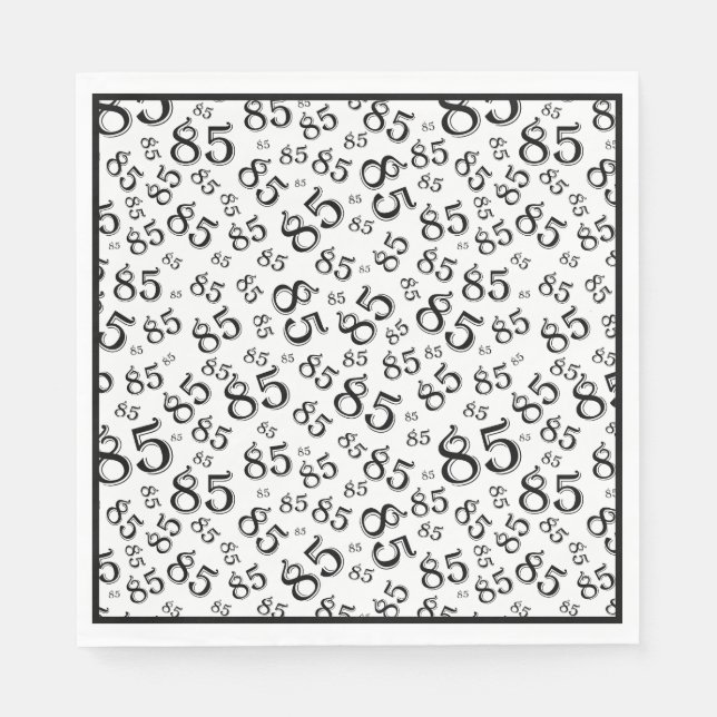 85th Birthday Party Number Pattern Black/White Napkin (Front)