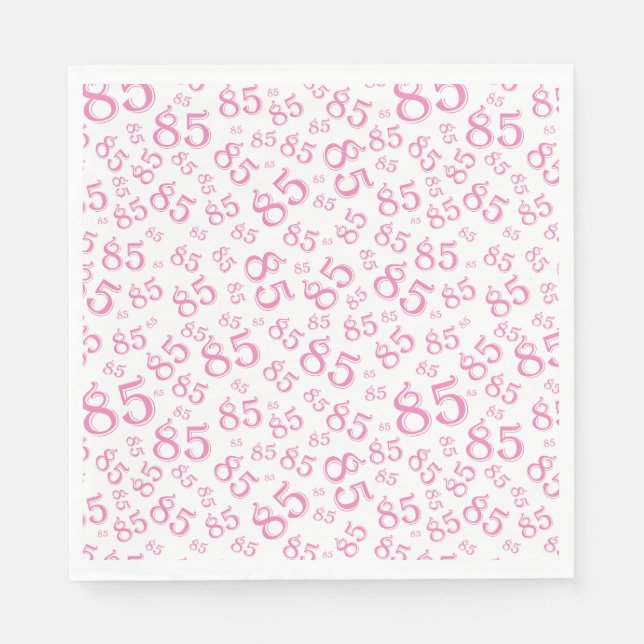85th Birthday Party Number Pattern Pink/White Napkin (Front)
