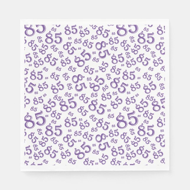85th Birthday Party Number Pattern Purple/White Napkin (Front)