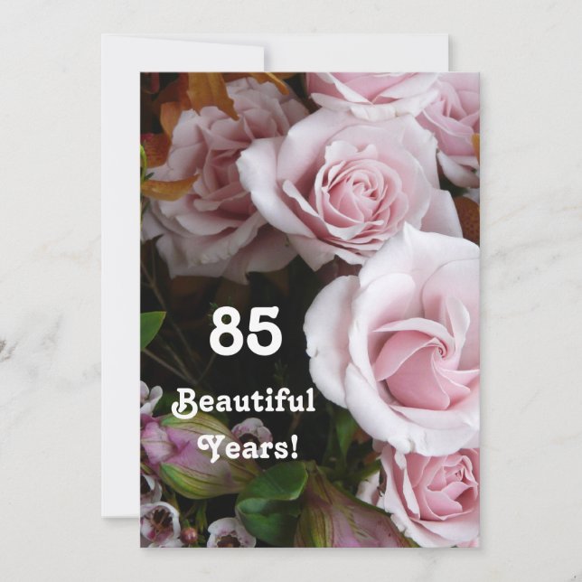 85th Birthday Party- Pink Rose Bouquet Invitation (Front)