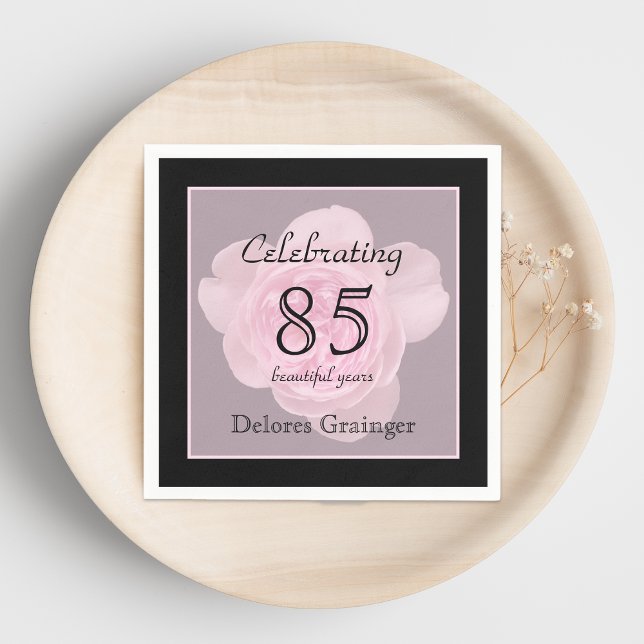 85th Birthday Party Rose Paper Napkins (Creator Uploaded)