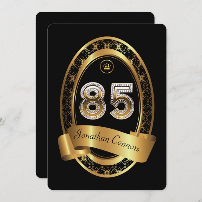 85th,birthday party woman man,elegant colour invitation (Front/Back)