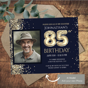 85th Birthday Photo Gold Balloon Paper Sheet