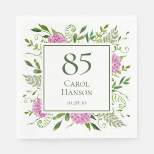 85th Birthday Pink Hydrangeas Napkin