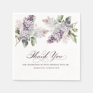 85th Birthday Purple Lilac Spring Flower Cocktail Napkin