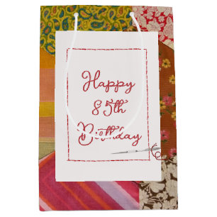 85th Birthday Quilt Pattern with Needle Medium Gift Bag