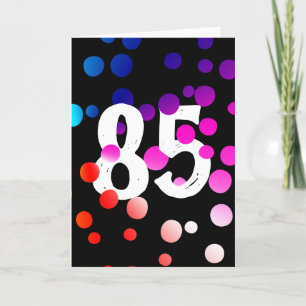 85th Birthday Rainbow Dots on Black Card