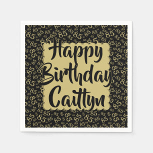 85th Birthday Random Number Pattern Gold/Black Napkin