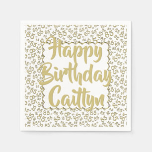 85th Birthday Random Number Pattern Scallop Gold Napkin