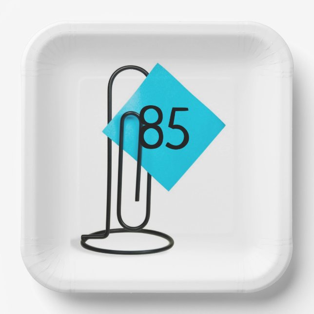 85th Birthday Reminder Note On a Paper Clip Plate (Front)
