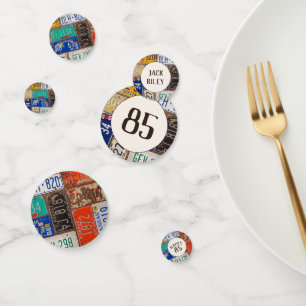 85th Birthday Retro License Plates  Confetti