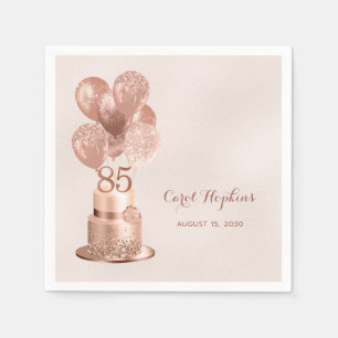 85th Birthday Rose Gold Cake Napkin