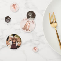 85th Birthday Rose Gold Cake Photo Confetti