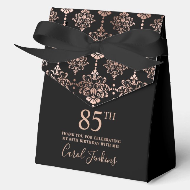 85th Birthday Rose Gold Elegant Thank You  Favour Box (Front)