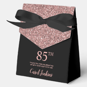85th Birthday Rose Gold Glitter Thank You Favour Box