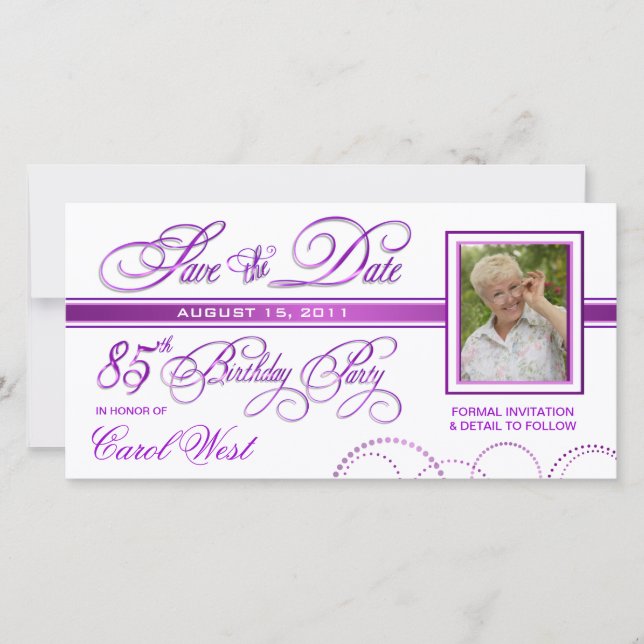 85th Birthday - Save the Date Photo Announcement (Front)